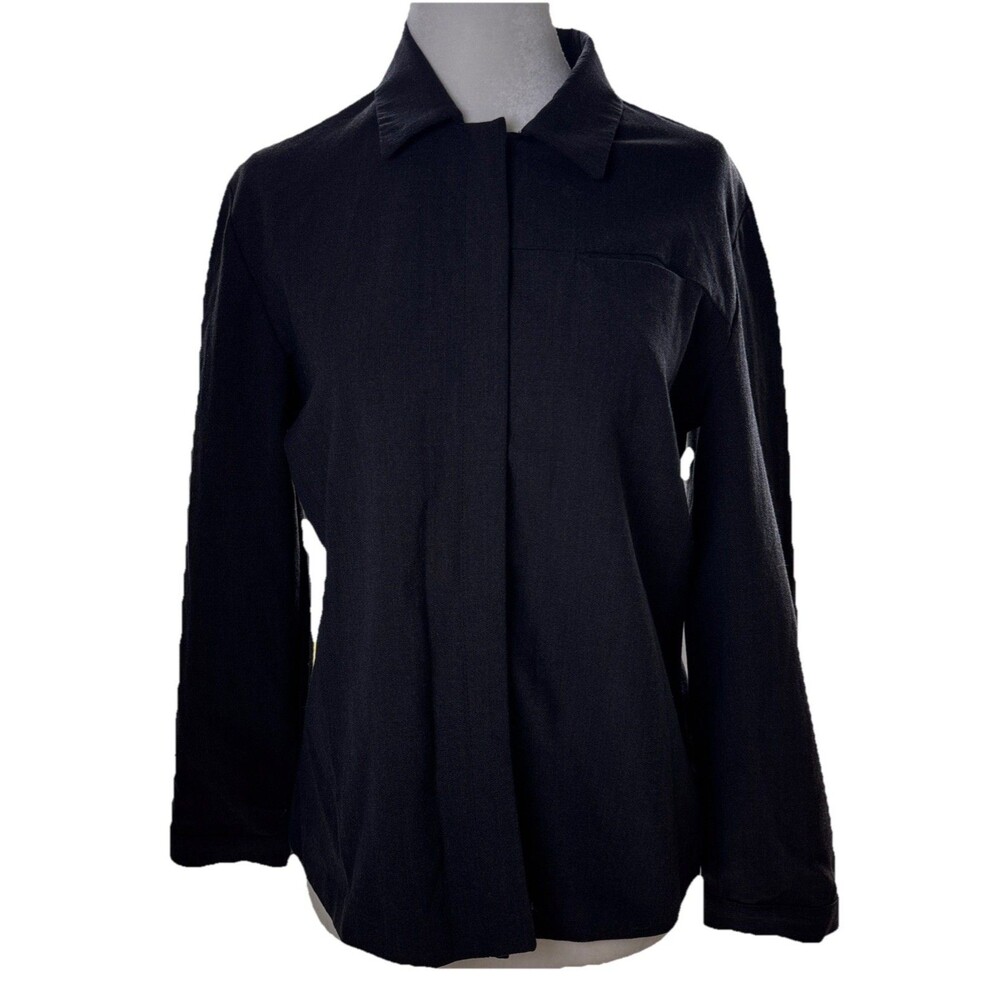 Banana Republic Made in Italy Wool Stretch Top Black Career minimalist Sz S